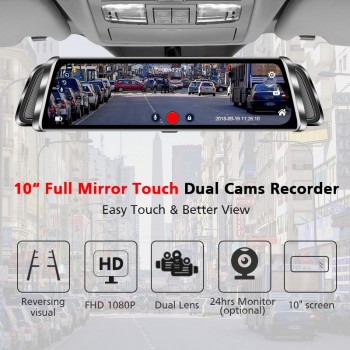 ANSTAR 10 Car DVR Stream Rear View Mirror 1080P Night Vision Dash Cam GPS Tracker Registrar Car Recorder With Rearview Mirror