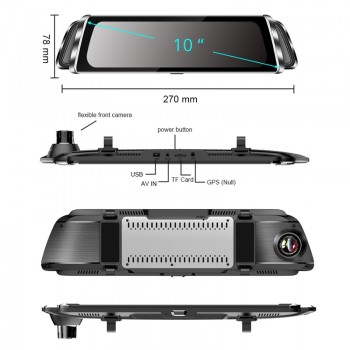 ANSTAR 10 Car DVR Stream Rear View Mirror 1080P Night Vision Dash Cam GPS Tracker Registrar Car Recorder With Rearview Mirror