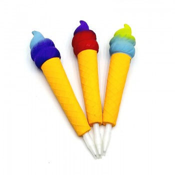 2018 New Creative Design Super Soft Scented Smiley Ice Cream Squishy Child Expression Squishy Slow Rising Pen Cover Student Gift