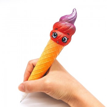 2018 New Creative Design Super Soft Scented Smiley Ice Cream Squishy Child Expression Squishy Slow Rising Pen Cover Student Gift