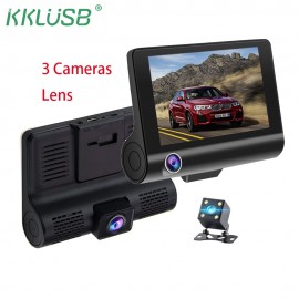Car DVR 3 Lens 4 IPS Screen Loop Recorder Motion Detection Night Vision Back Camera HD 1080P Rear View Dash Cam Car Recording