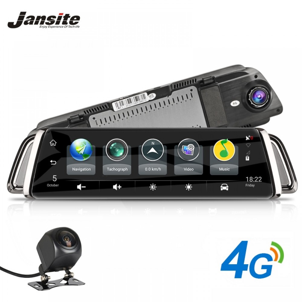 Jansite 4G Dash Cam Android 5.1 Car Camera 10 inch Touch Screen GPS Navigation Car Video Recorder Bluetooth Wifi Rearview Mirror