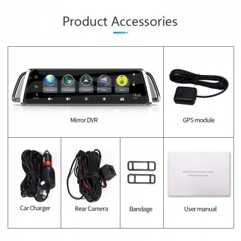 Jansite 4G Dash Cam Android 5.1 Car Camera 10 inch Touch Screen GPS Navigation Car Video Recorder Bluetooth Wifi Rearview Mirror