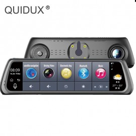 QUIDUX 10 Full Touch IPS 4G Car DVR Camera Android Mirror Dual Lens Video Recorder Dash Cam GPS Bluetooth WIFI ADAS Car Assist