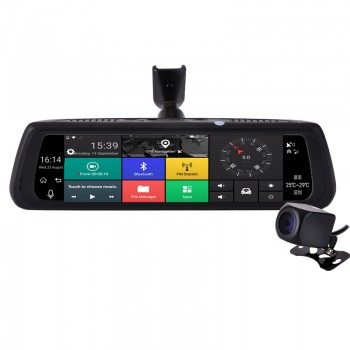 QUIDUX 10 Full Touch IPS 4G Car DVR Camera Android Mirror Dual Lens Video Recorder Dash Cam GPS Bluetooth WIFI ADAS Car Assist