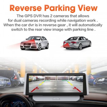 HGDO 3G/4G 8 inch Dash Cam Car DVR GPS Navigator Retrovisor Android WiFi Quard Core  Full HD1080P ADAS Camcorder Driving Record