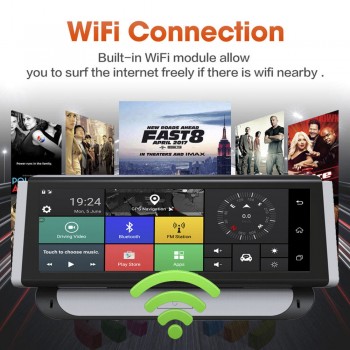 HGDO 3G/4G 8 inch Dash Cam Car DVR GPS Navigator Retrovisor Android WiFi Quard Core  Full HD1080P ADAS Camcorder Driving Record