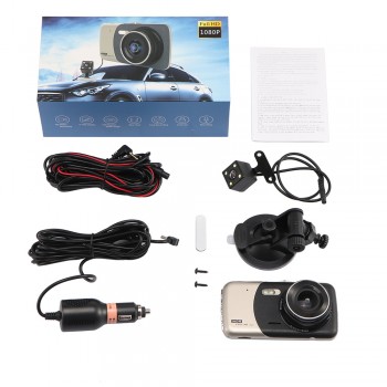 4 Inch Car DVR 1080P car rearview mirror Dash Camera IPS Screen Full HD  Video 170 Degree Dash Cam reverse image dual lens cam