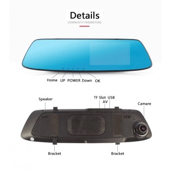 Car Dvr 4.3 inch Touch car rearview mirror 1080P Full IPS 1080p car driving video recorder camera car reverse image dual lens