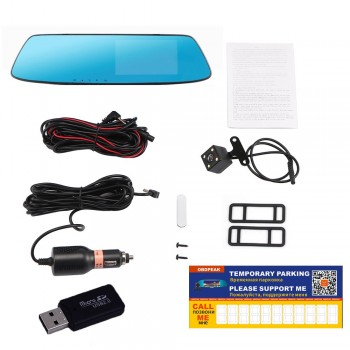 Car Dvr 4.3 inch Touch car rearview mirror 1080P Full IPS 1080p car driving video recorder camera car reverse image dual lens