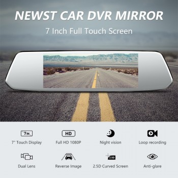 Jansite 7 Car DVR Dash Cam Touch Screen Camera Car Video Recordern + Rear view camera Backup Dashcam Mirror support night visio