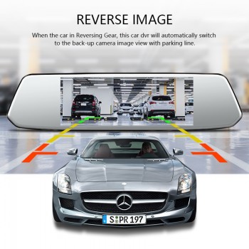 Jansite 7 Car DVR Dash Cam Touch Screen Camera Car Video Recordern + Rear view camera Backup Dashcam Mirror support night visio