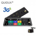 QUIDUX 10 inch Car DVR Rearview Mirror Android 3G GPS Navigator Wifi Dash Cam In Car Video Camera Full HD Dual Lens camera 1080P