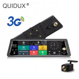QUIDUX 10 inch Car DVR Rearview Mirror Android 3G GPS Navigator Wifi Dash Cam In Car Video Camera Full HD Dual Lens camera 1080P