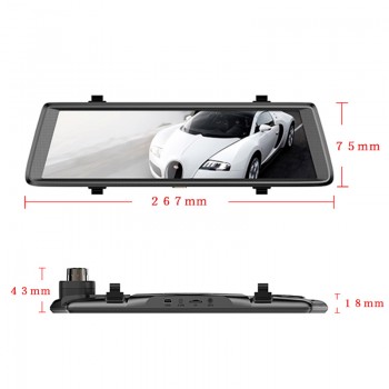 QUIDUX  Car Rearview Mirror Camara 10 Touch Mirror DVR 4G ADAS Android Full HD 1080PGPS Navigators Car Video Registrar Recorder