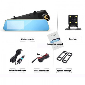 New 4.3 Full HD 1080P Car DVR camera Intelligent CAR DVR MIRROR Dual camera Dash DVR automatic camera G-senors DVR Night Vision