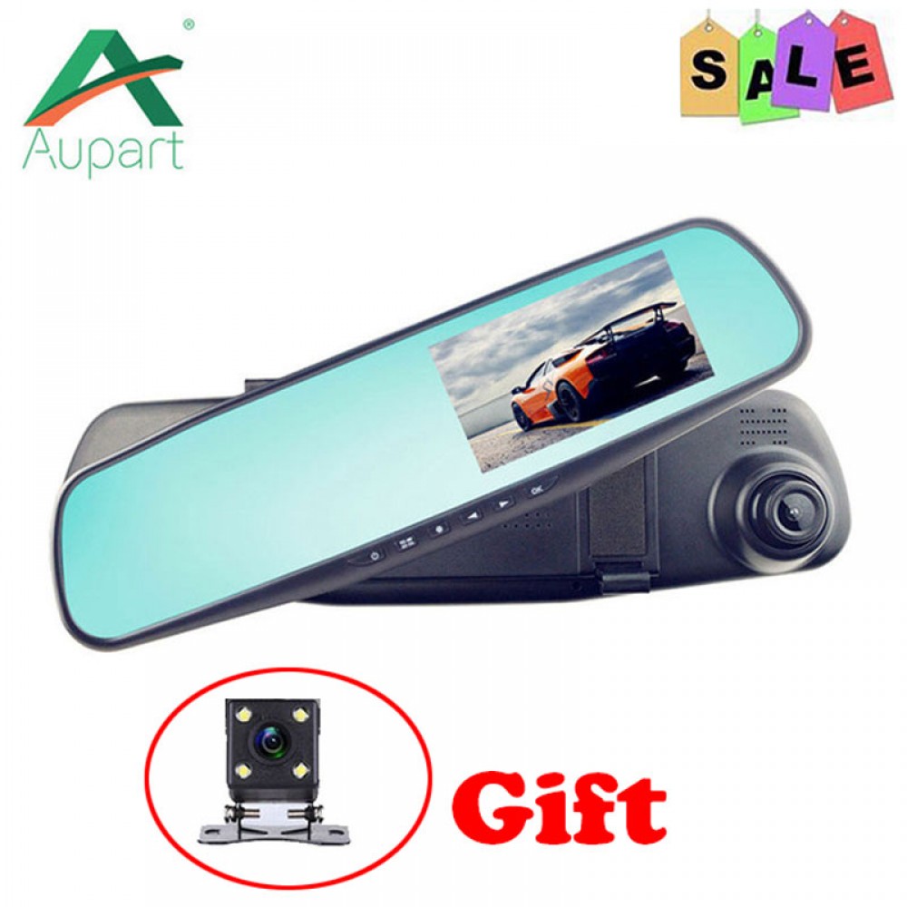 4.3 car dvr dual lens car camera rearview mirror auto dvrs cars recorder video registrator full hd1080p night vision dash cam