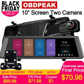 10 inch 1080P car rearview mirror Car Dvr Full IPS Touch 1080p car driving video recorder camera car reverse image dual lens