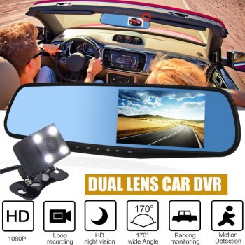 Car Rearview Mirror Camera Car Mirror Video With Dual Cameras Car DVR 4.3 Full HD 1080P Dual Lens Rear View Camera Dashcam