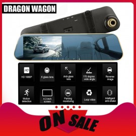 4.3Full HD Car DVR Rearview Mirror with 2 Cameras Dash Cam Car Mirror Video Auto Video Registrator Recorder Dual lens Dash cam
