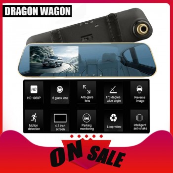 4.3Full HD Car DVR Rearview Mirror with 2 Cameras Dash Cam Car Mirror Video Auto Video Registrator Recorder Dual lens Dash cam