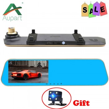 car dvr Dual DVR Camera parking camera Dual lens FHD 1080P 4.3 Rear view camera mirror G-Sensor car dvr camera cycle recording
