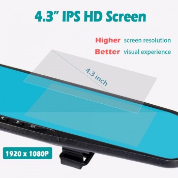 Full HD 1080P Car Dvr Camera Auto 4.3 Inch rearview mirror Digital video recorder Dual Lens registratory camcorder Automatic DVR