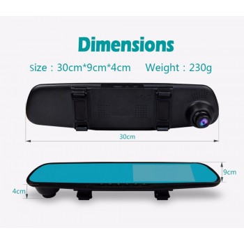 Full HD 1080P Car Dvr Camera Auto 4.3 Inch rearview mirror Digital video recorder Dual Lens registratory camcorder Automatic DVR