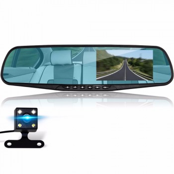 Full HD 1080P Car Dvr Camera Auto 4.3 Inch rearview mirror Digital video recorder Dual Lens registratory camcorder Automatic DVR