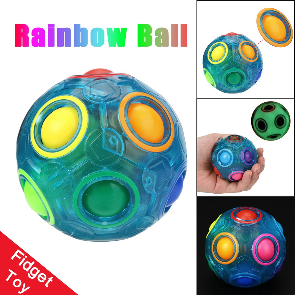 Luminous Stress Reliever Magic Rainbow Ball Fun Cube Fidget Puzzle Education Toy For Kids Adults Fidget Toy Puzzle Toy Dropship