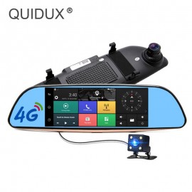 QUIDUX ADAS 7.0 Inch 4G Car DVR Full HD 1080P Android GPS Navigation Rearview Mirror Video Camera Recorder Car Detector dashcam