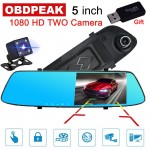 Car DVR Camera 5 inch Touch Screen Dual Lens Rearview Mirror Video Recorder FHD 1080P Automobile DVR Mirror Dash cam Registrator