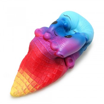 Jumbo Squishy Colorful Face Ice Cream Cone Slow Rising Soft Squishes Cream Scented Original Package Phone Strap Kid Gift