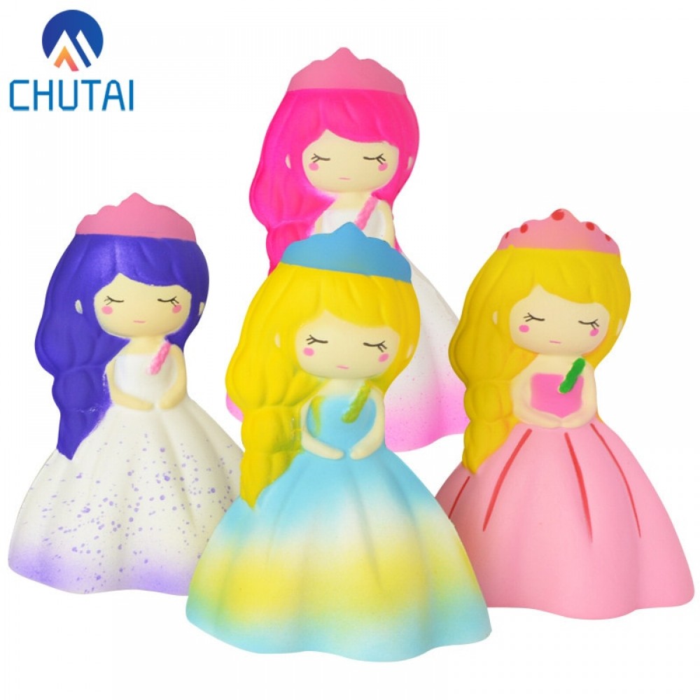 New Cute Jumbo Colorful Princess Girl Doll Squeeze Toys Squishy Slow Rising PU Stress Reliever Wreak Toy 14*10.5CM