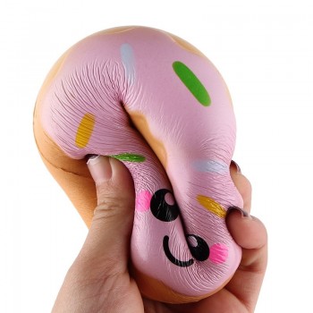 Simulation Donuts Phone Straps Cartoon Smile Face Squishy Slow Rising Anti-strss Photo Props Squeeze Squishy Gift 10*4CM