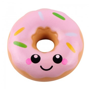 Simulation Donuts Phone Straps Cartoon Smile Face Squishy Slow Rising Anti-strss Photo Props Squeeze Squishy Gift 10*4CM
