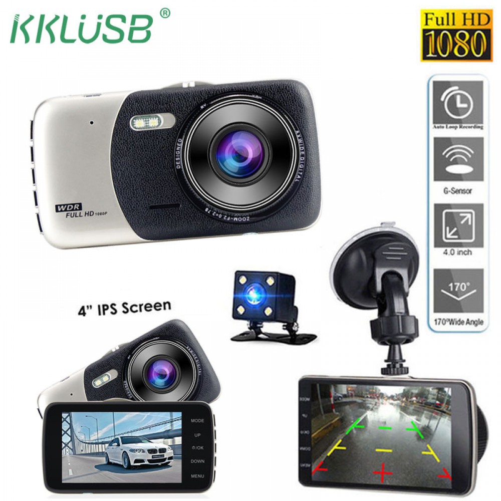 Car DVR 4 Inch IPS Screen Auto Camera Dual Lens FHD 1080P Dash Cam Video Recorder Night Vision G-sensor Registrator