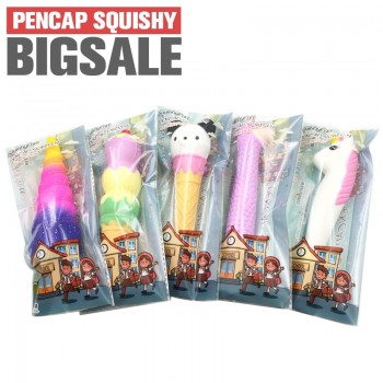 Squishy Pencil Cap Cute Panda Unicorn Alpaca Ice Cream Cat Hot Do Slow Rising Ball Pen Holder Toppers Scented Toy School Gift