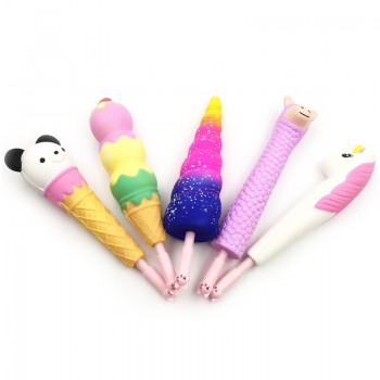 Squishy Pencil Cap Cute Panda Unicorn Alpaca Ice Cream Cat Hot Do Slow Rising Ball Pen Holder Toppers Scented Toy School Gift