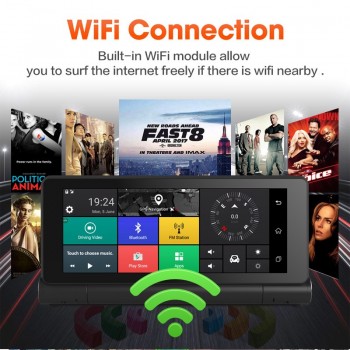 Car DVR Rearview mirror 7 Inch Dual lens FHD Android 5.1 WIFI Bluetooth GPS Navigator ADAS Video Recorder Dash Cam APP Monitor