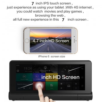 Car DVR Rearview mirror 7 Inch Dual lens FHD Android 5.1 WIFI Bluetooth GPS Navigator ADAS Video Recorder Dash Cam APP Monitor