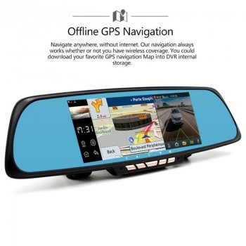 QUIDUX 6.86 Car Camera DVR Mirror Android GPS Navigation Dual Lens Video Recorder Full HD 1080P Rearview Mirror Camera Dash cam