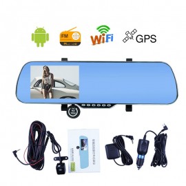 Car DVR Full HD 1080P 5 GPS Navigation Wifi Android Dash Cam Dual Lens Parking Rearview Mirror Camera Video Recorder G-sensor