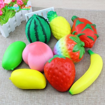 Big PU Kawaii Jumbo Squishy Watermelon Peach Apple Strawberr Super Slow Rising Squeeze Soft Stretch Scented Cake Fruits Fun Toys