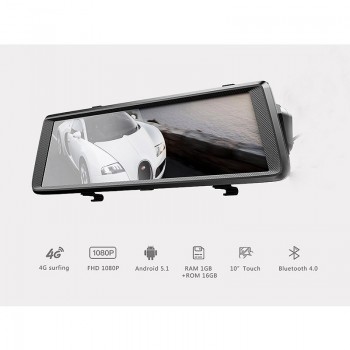 4G Car Rearview Mirror DVR 10 inch Streaming Video Android 5.1 Dual lens FHD 1080P Recorder ADAS Bluetooth WiFi GPS Dashcam