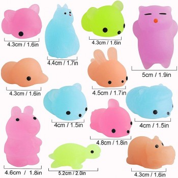 50pcs Fluorescent Squishy Mochi Toy Soft Squeeze Toy Kids Adults Anti Stress Toy Decoration
