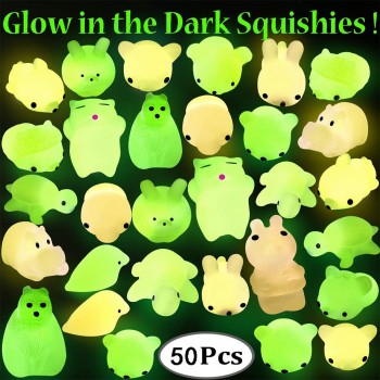 50pcs Fluorescent Squishy Mochi Toy Soft Squeeze Toy Kids Adults Anti Stress Toy Decoration