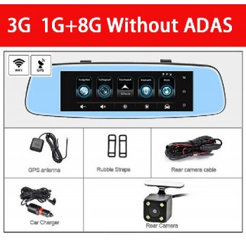 QUIDUX 3G Smart Rearview Mirror Camera Android 8 Car DVR Touch Video Recorder GPS Bluetooth WIFI ADAS RAM 1G/ROM 16G Dash Cam