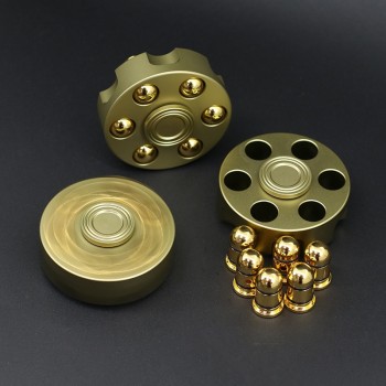 Mylitdear Unique Brass Gun Revolver Bullet Fidget Spinner Copper Hand Spinners Metal Stress Figet Spiner Lasting Finger Spinner