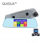 QUIDUX Car Rearview Mirror DVR 5 Touch Dual Lens Full HD 1080P  ADAS Night Vision vehicle Video Camera Recorder Parking Monitor